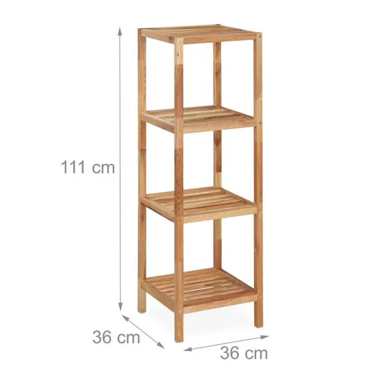 Muebles de baño Estante de baño de madera de acacia independiente de 4 niveles Estante de baño con 4