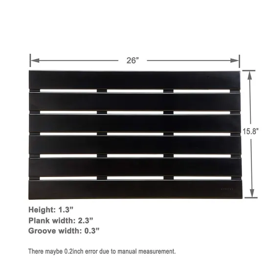 Alfombra grande de bambú de color negro para baño