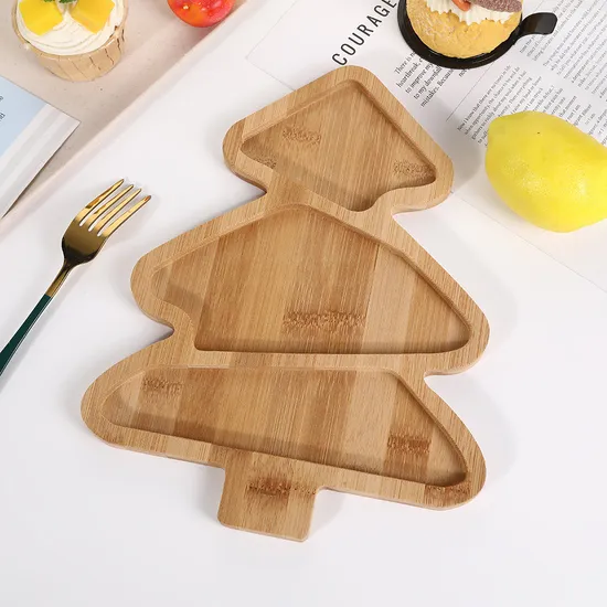 Campana de Navidad - Placas de bambú formadas de la exhibición del plato de servicio para las nueces/los bocados