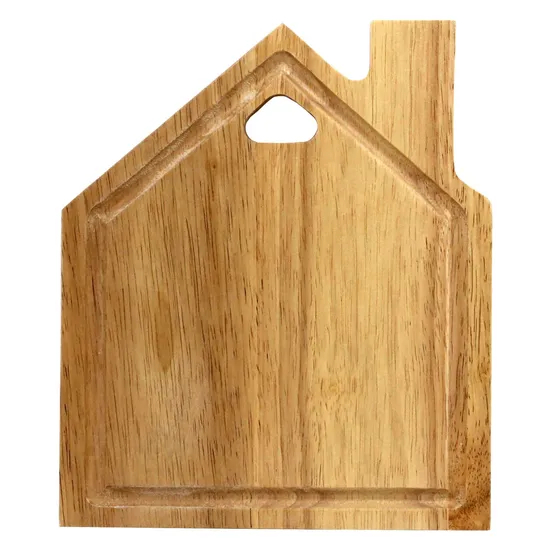 Tabla para servir de madera de acacia Houseshape, tabla para cortar frutas con orificio para colgar