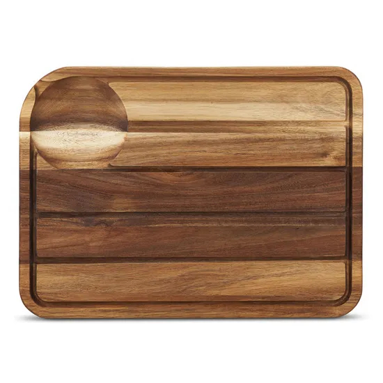 Tabla para cortar y servir de madera de acacia extra grande con ranura para jugo