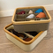 Caja de almacenamiento con cajón de tela Oxford circular de bambú para ropa interior del hogar, calcetines, artículos diversos y clasificación de aperitivos