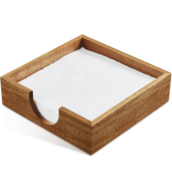 Dispensador de pañuelos de mesa de madera de acacia de 7,2 pulgadas para el hogar/restaurante/hotel