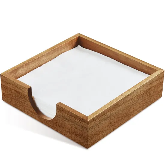Dispensador de pañuelos de mesa de madera de acacia de 7,2 pulgadas para el hogar/restaurante/hotel