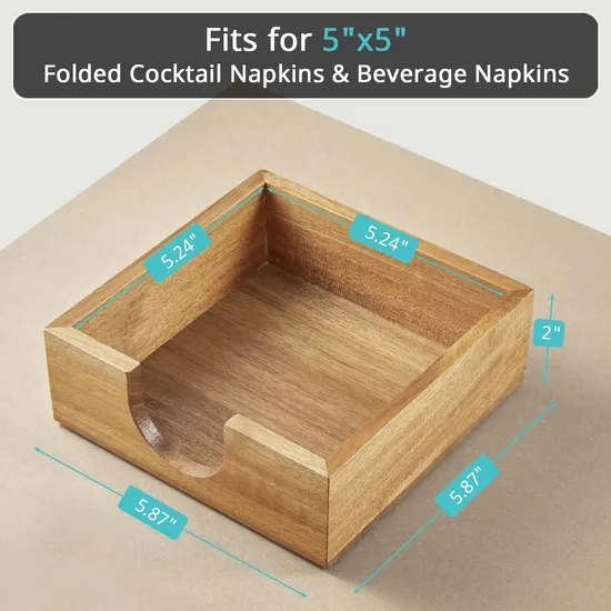 Servilletero de madera de acacia para decoración de mesa de cocina