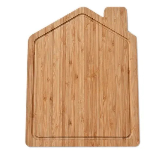 Encantadora tabla de servir de bambú con forma de casa para regalos únicos