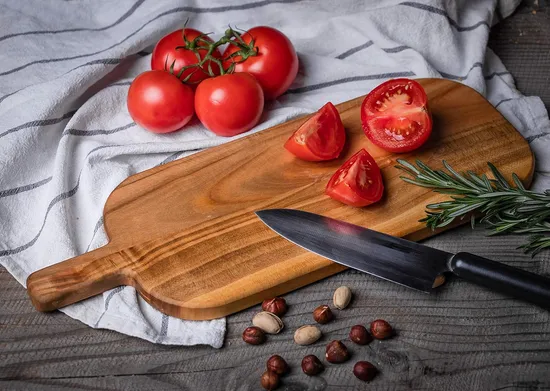 Herramientas de cocina hechas a mano, plato de madera dividido, plato de madera para servir con mango