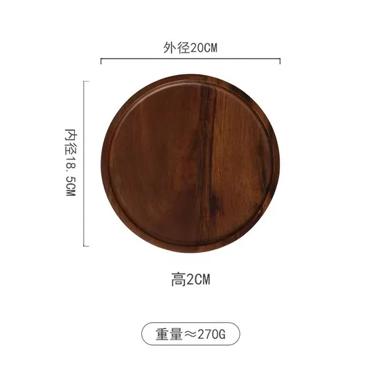 Decorar tocador redondo grande, bandeja de frutos secos de madera de nogal, plato de cena de madera