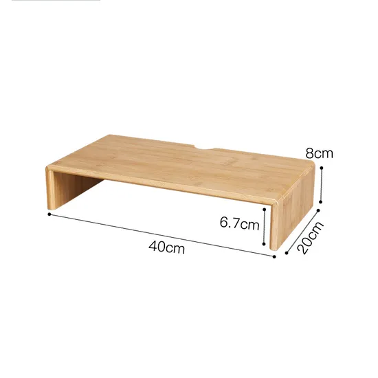 Soporte vertical de bambú para monitor de escritorio con organizador de almacenamiento para oficina