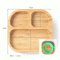 Plato cuadrado de bambú para porciones, platos de madera para bebés con succión