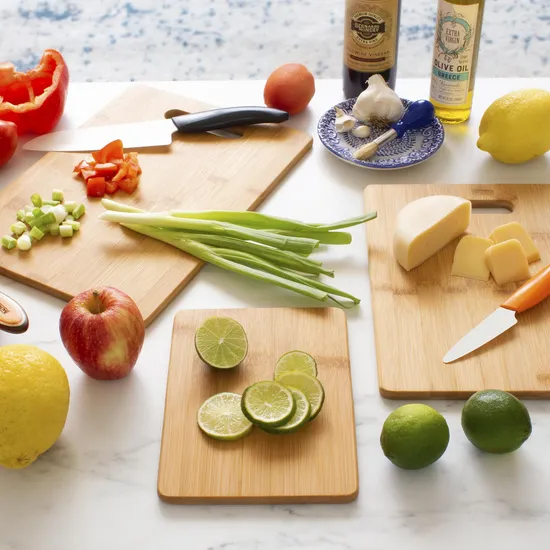 Juego de tablas de cortar de bambú de 3 piezas para cocina