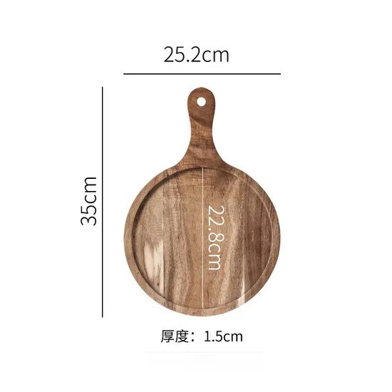 Bandeja funcional redonda personalizada para servir embutidos y quesos de madera de acacia con asa Bulkbuy