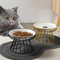 Cuencos redondos de cerámica para comida de mascotas, cuencos para perros y gatos con soporte de Metal
