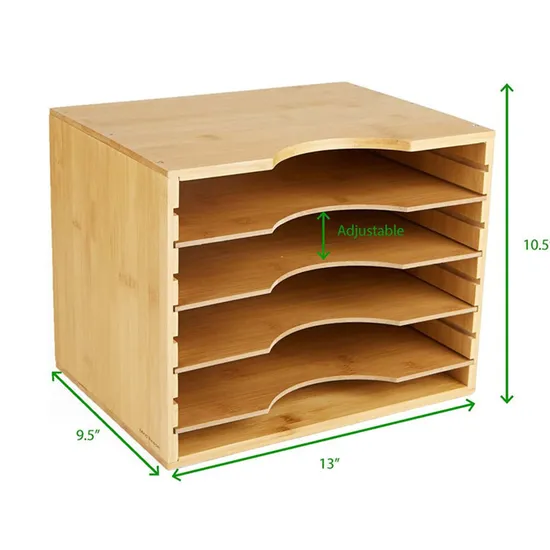 Estante organizador de almacenamiento de partición de bambú multicapa desmontable, archivador de madera para suministros de oficina