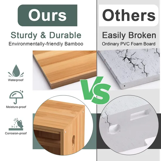 Estante de papel higiénico de bambú, organizador de baño, soporte de papel higiénico
