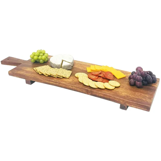 Bandeja grande de madera de Acacia para exhibición de frutas, postres, refrigerios y cenas para cocina