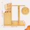 Organizador de cubiertos de bambú, soporte para utensilios con especiero y juego de utensilios de 3 piezas