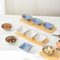 Bandeja redonda de madera de acacia Lazy Susan de 12 pulgadas con 4 tazones de cerámica divididos