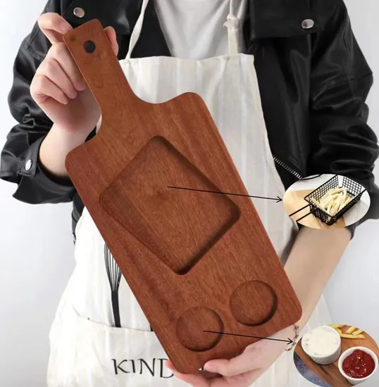 Vajilla para el hogar, bandeja de madera de ébano rectangular para servir, para té/filete
