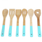 Home Basics Juego de 7 utensilios de bambú coloridos con soporte