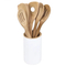 Juego de utensilios de cocina de madera Eco Bamboo con soporte redondo