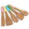 Juego de 5 utensilios de cocina de bambú con pintura en color de alta calidad