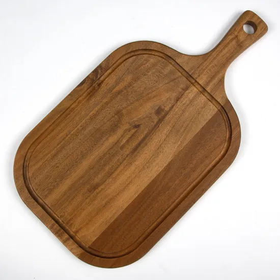 Bandeja para servir alimentos de madera de acacia con ranura DIP