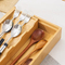 Organizador de cajones expandible de bambú para cubiertos, cubiertos y cuchillos en la cocina