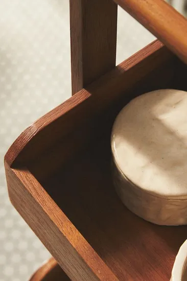 Versátil estante de almacenamiento de madera de acacia de 4 niveles para baño y sala de estar