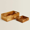 Caja de almacenamiento de madera de acacia, juego de 2 con asa