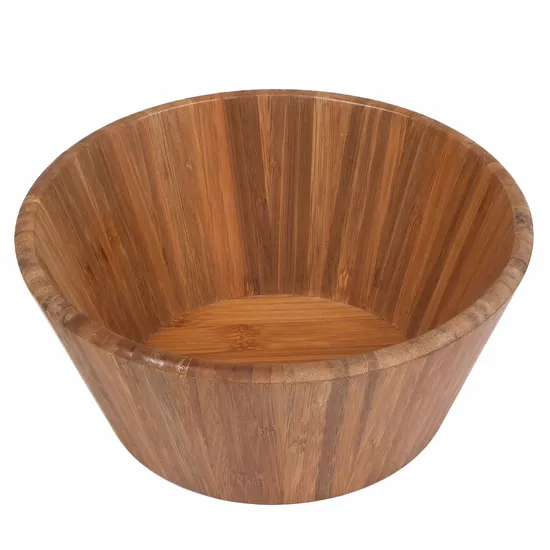 Tazón redondo de bambú para ensaladas y alimentos.