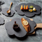 Tablero de charcutería de pizarra con forma de hoja para cocina