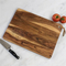 Tabla de cortar de madera grande con logotipo grabado personalizado y cuerda de cuero