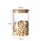 Envase redondo claro del acondicionamiento de los alimentos de la galleta de las pastas del caramelo de la cristalería de borosilicato con las tapas de bambú