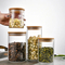 Botes de cocina, tarros de cristal para almacenamiento de alimentos con tapas de madera de bambú para contenedores de dulces de azúcar, conjunto
