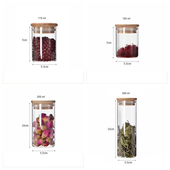 Comercio al por mayor 100ml 150ml 240ml tarro de especias de vidrio Spice Rack para cocina