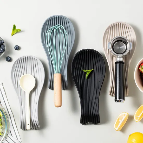 Utensilios de cocina de silicona antideslizantes engrosados, espátula, soporte para cuchara, soporte para cuchara