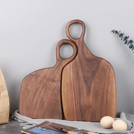Juego de 2 tablas para servir de madera maciza de nogal
