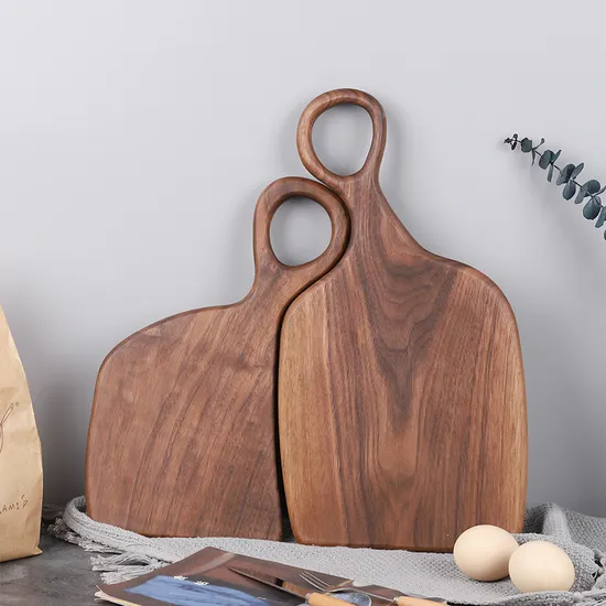 Juego de 2 tablas para servir de madera maciza de nogal