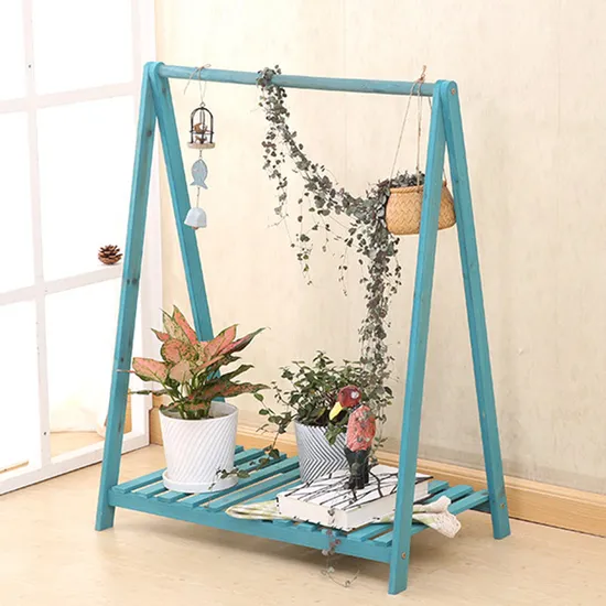 Estante de flores de madera maciza para flores en maceta y plantas colgantes
