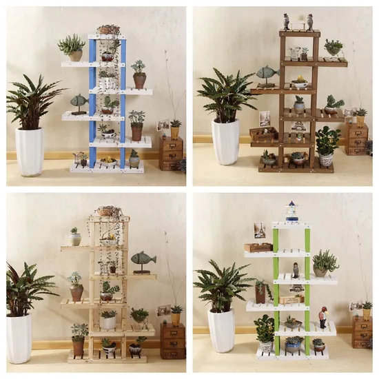 arriba - Abajo e izquierda - Mesa de seis capas apilada a la derecha - Mini estante superior para flores para plantas suculentas