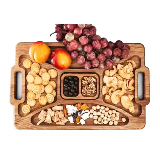 Bandeja grande dividida de madera para embutidos, platos para aperitivos, 19x11,5 pulgadas, bandeja para servir con asas para fiesta