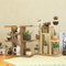 Estante de escritorio multicapa de madera maciza con soporte para flores para libros/juguetes/plantas