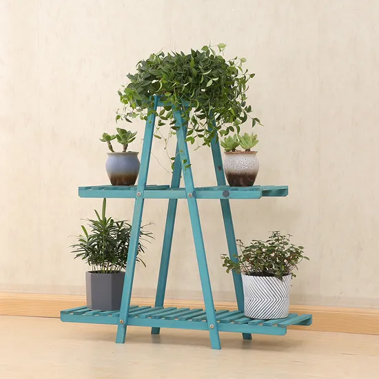 Estante de flores de madera multifunción de 3 capas, soporte para plantas, estante de flores para exhibición interior y exterior