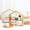 Fabricación de la casa forma 2 niveles de madera soporte para pastel de taza estante de pastel de bambú para postre