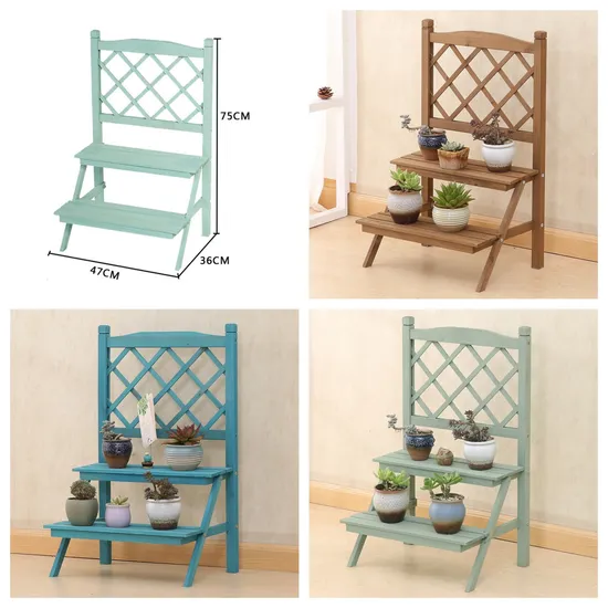 Soporte de flores escalonado, soporte de plantas Vintage, soporte de maceta de madera para jardín