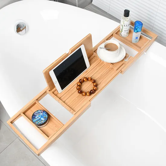 Estante extensible para bañera, bandeja para bañera, estante para bañera de bambú