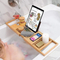 Estante de bambú para bañera, soporte para jabón para teléfono, tableta, libro de vino