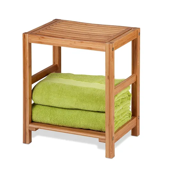 Taburete de bambú impermeable para almacenamiento de baño, taburete de baño, taburete para cambiar zapatos