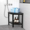 Taburete de ducha esquinero de bambú de Color negro de lujo, taburete de almacenamiento para baño
